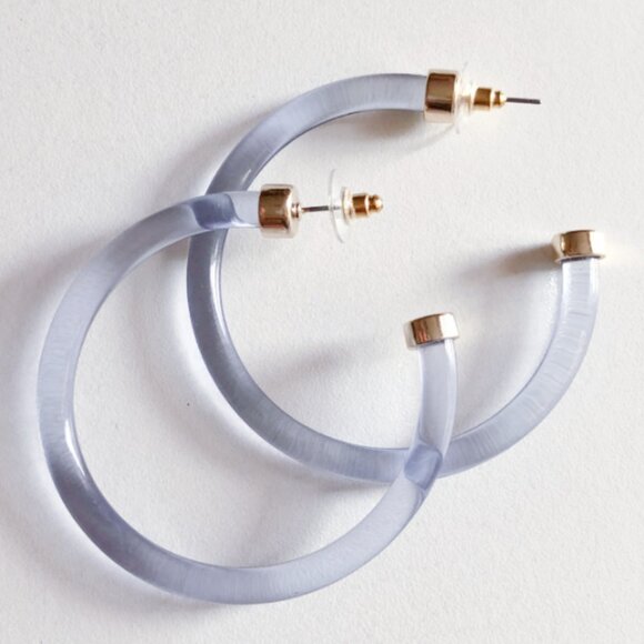 Blue Lucite Hoop Earrings - Picture 4 of 6